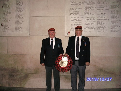 Branch members M.Cole and B.Walsh laying a wreath at the Menin Gate in Ieper,