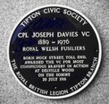 Blue Plaque for Joseph Davies VC
