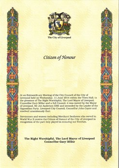 Citizen Of Honour Certificate