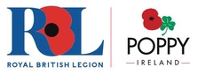 Royal British Legion Logo and Poppy Ireland logo (with a red poppy and a shamrock)