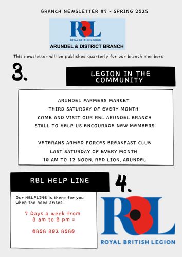 RBL ARUNDEL BRANCH NEWSLETER | SPRING 2025 -  PAGE 2